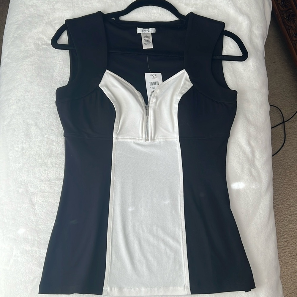 Women's Sexy Black and Cream Cache Top Size Small NWT